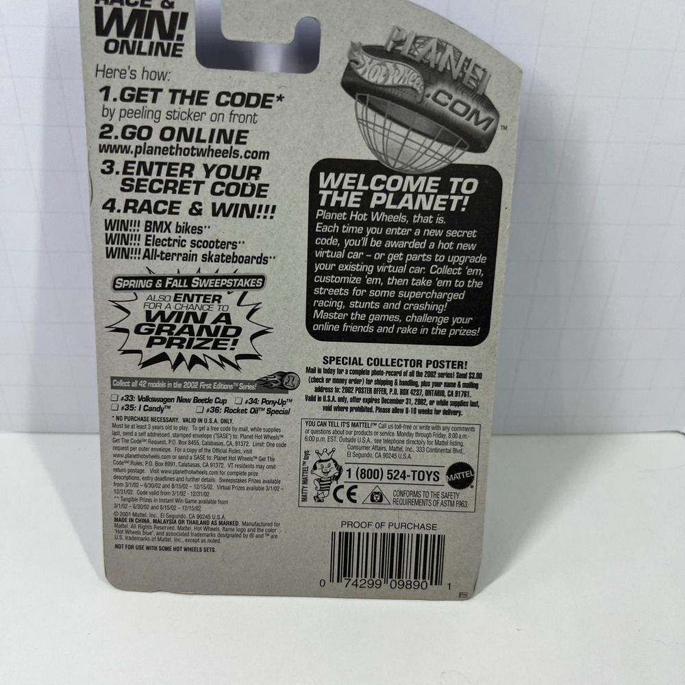 Hot Wheels 2002 First Editions Pony-Up Orange 046 Race & Win Diecast Car New - Picture 3 of 4